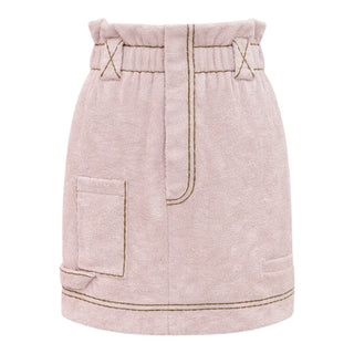 Fendi Pink Terrycloth Double-Breasted Shirt and Skirt Co-ord Set