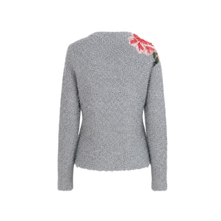 Dolce & Gabbana Silver Metallic Embellished Knit Cardigan