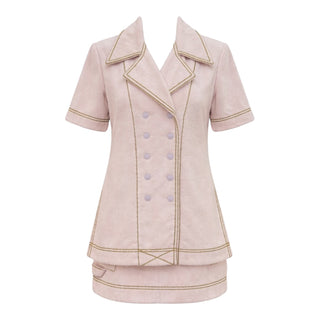 Fendi Pink Terrycloth Double-Breasted Shirt and Skirt Co-ord Set