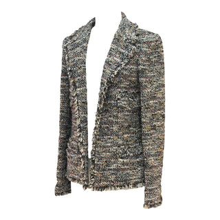 Chanel Multicolour Tweed Frayed Trim Tailored Jacket
