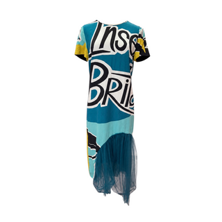 Burberry Multicolour Graphic Print Silk & Tulle Midi Dress Size IT 44