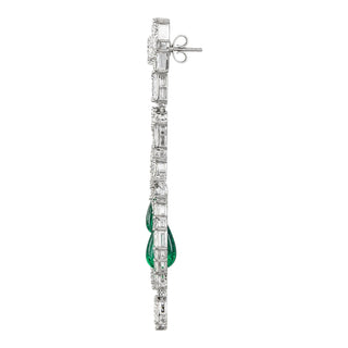 Lab-Grown Emerald Chandelier Drop Earrings in White Gold-Plated Sterling Silver