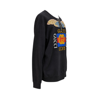 Gucci Black Sequin Embellished Moth Logo Sweatshirt Size M