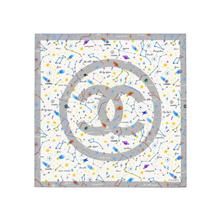 Chanel Grey Multicolour CC Logo Constellation Print Silk Scarf 87 × 87 cm
