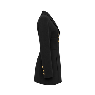 Chanel Black Tailored Longline Blazer Jacket with Gold CC Buttons