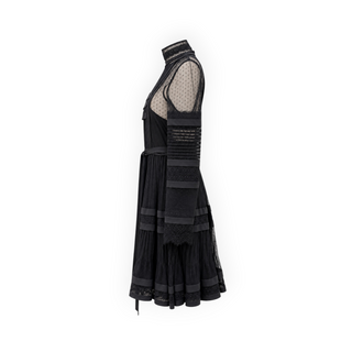Valentino Black Lace & Silk Tiered Midi Dress Size IT 44