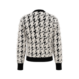 Christian Dior Black & White Houndstooth Fringed Wool Two-Piece Set Size 34