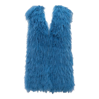 Prada Blue Fluffy Silk Vest Jacket