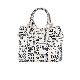 Chanel White & Navy 31 Rue Cambon Beach Tote