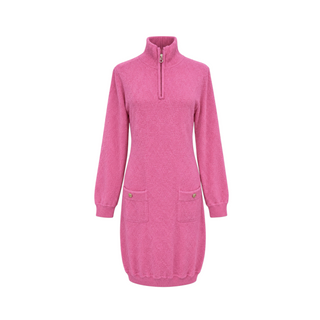Chanel Pink Half-Zip Knitted Mini Dress Size FR 36