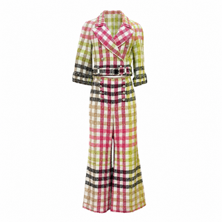 Chanel Multicolour Plaid Tweed Jacket & Wide-Leg Trouser Set