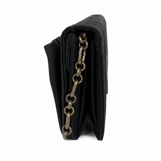 Chanel Black Grosgrain Bow Chain Clutch Bag