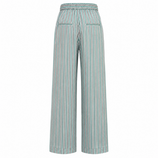 Victoria Beckham Striped Silk Blend Blouse & Wide-Leg Trouser Set Green Size UK 8