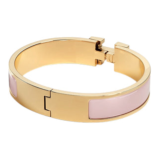 Hermès Clic H PM Rose Candour Enamel Bracelet Gold Plated