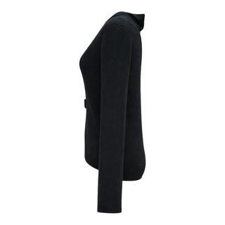 Chanel Black Ribbed V-Neck Velcro Cardigan