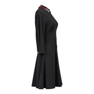 Miu Miu Black Embellished Collar Ruched Dress Size 38
