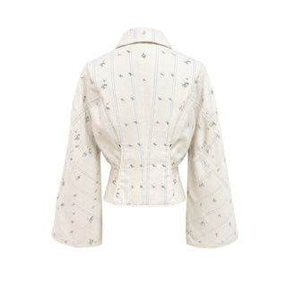Christian Dior Ivory Floral Print Cotton Cropped Jacket Size IT 42