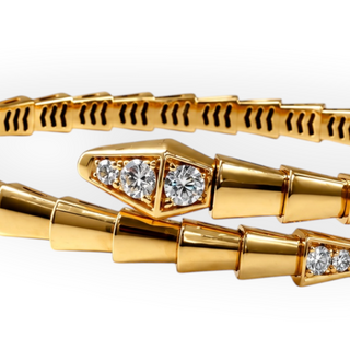 Bulgari Yellow Gold Serpenti Viper Diamond Wrap Bracelet