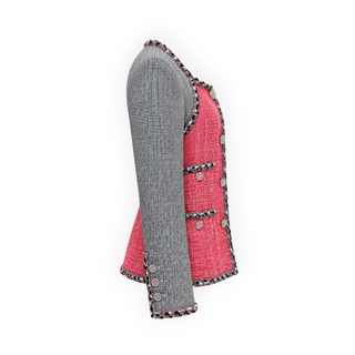 Chanel Pink & Metallic Grey 2014 L’Art Tweed Jacket Size 36
