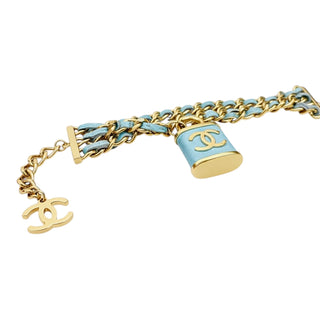 Chanel Blue CC Padlock Triple Strand Chain Bracelet