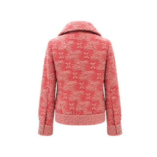 Chanel Pink Textured Tweed CC Button Zip Jacket Size FR 36