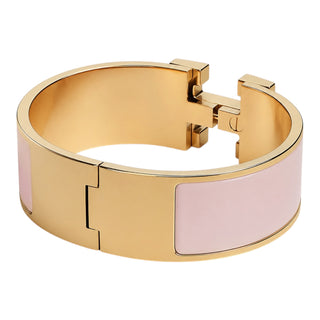 Hermès Clic Clac H Rose Candeur Bracelet Gold Plated