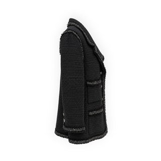 Chanel Black Tweed Chain Trim Four Pocket Jacket Size FR 50