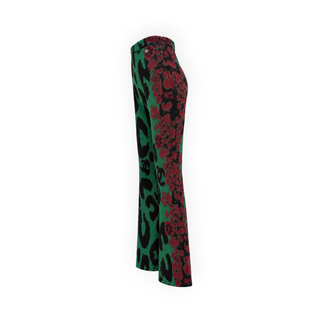 Chanel Green Black & Burgundy Cashmere Mohair Cardigan & Trousers Set Size 34