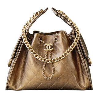 Chanel Metallic Bronze Chanel 25 Hobo Drawstring Bucket Bag
