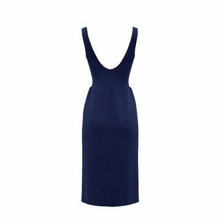 Ralph Lauren Navy Deep U-Neck Cut-Out Dress