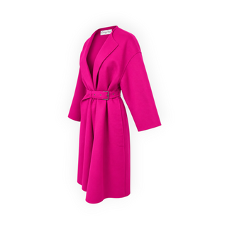 Christian Dior Fuchsia Pink Wool & Rabbit Hair Belted Long Coat