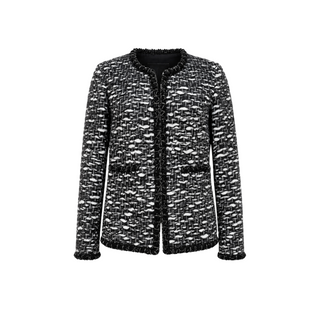 Chanel Black & White Wool Tweed Jacket Size FR 40