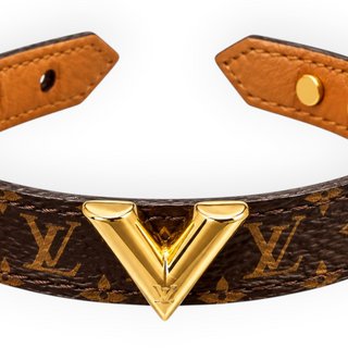 Louis Vuitton Brown Monogram Canvas Essential V Bracelet Gold Hardware