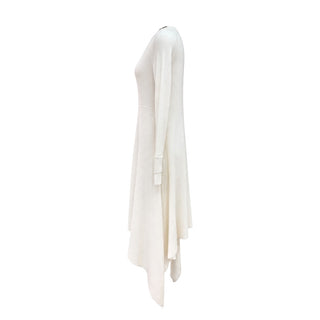 Alexander McQueen Ivory Cashmere Ribbed Asymmetric Dress Size S