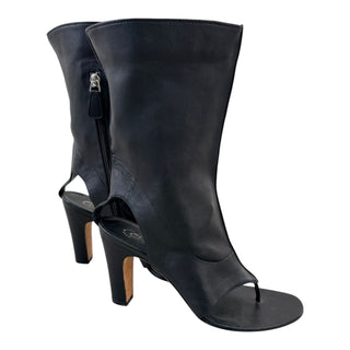 Chanel Black Leather Open-Toe Slingback Booties