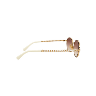 Chanel Gold Pearl Embellished Oval Sunglasses