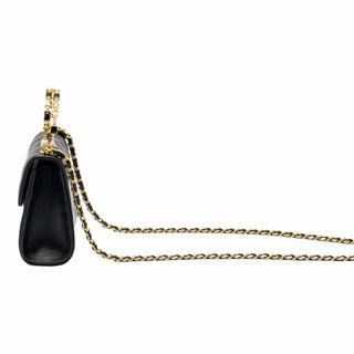 Chanel 22B Mini Top Handle Flap Bag Black Lambskin & Enamel Gold Hardware