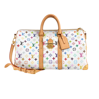 Louis Vuitton x Murakami White Multicolore Keepall Bandoulière 45