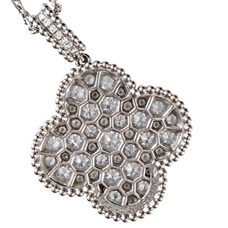 Van Cleef & Arpels Vintage Alhambra Diamond 18K White Gold Pendant Necklace