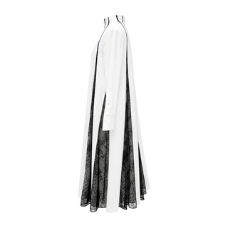 Valentino White & Black Lace Panel High Neck Maxi Shirt Dress Size IT 44