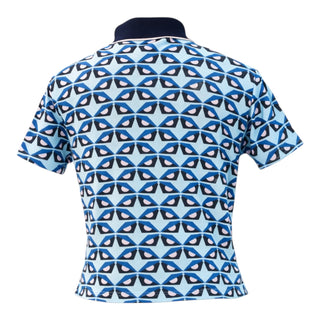 Fendi Blue Geometric Polo Shirt