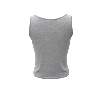 Christian Dior Grey Knit Pearl & Floral Embellished Sleeveless Top Size UK 8
