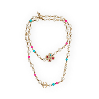 Chanel Gold-Tone Pearl & Multicolour Beaded Necklace / Belt