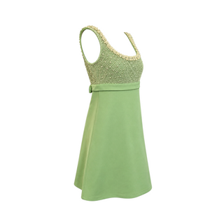 Miu Miu Pale Green Floral Appliqués A-Line Mini Dress Size IT 40