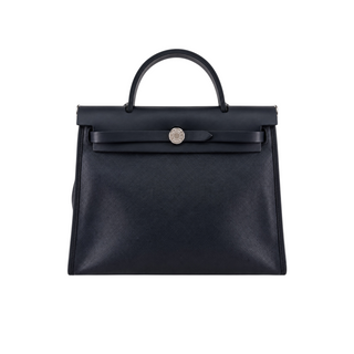 Hermès Herbag Zip 31 Noir Canvas & Hunter Leather Bag
