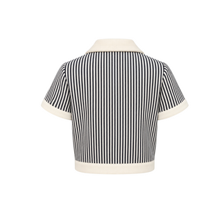 Celine Navy & Ecru Striped Short-Sleeve Jacket Size 38
