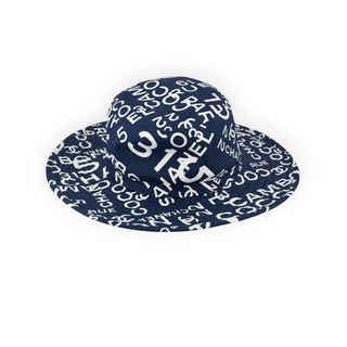 Chanel Navy & White 31 Rue Cambon Canvas Wide Brim Hat