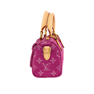 Louis Vuitton Fuchsia Pink Nano Speedy Monogram Denim Bag