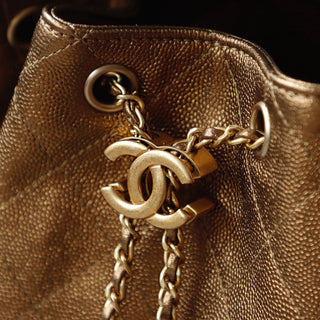 Chanel Metallic Bronze Chanel 25 Hobo Drawstring Bucket Bag