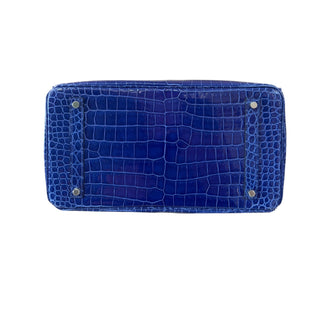 Hermès Birkin 35 Blue Exotic Leather Palladium Hardware